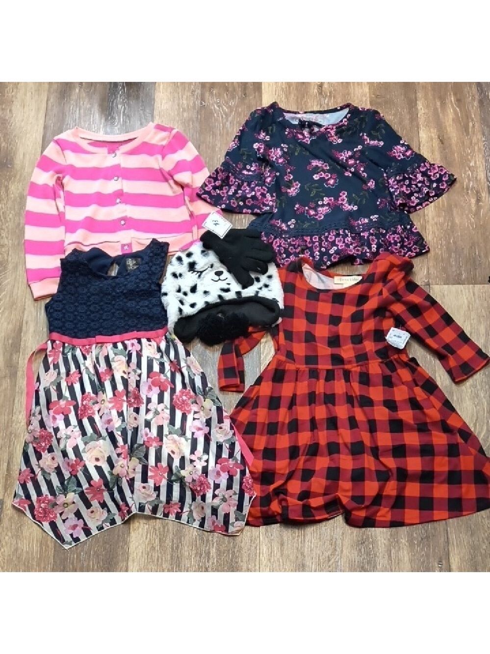 Charming Plaid and Floral Kids Dress Set